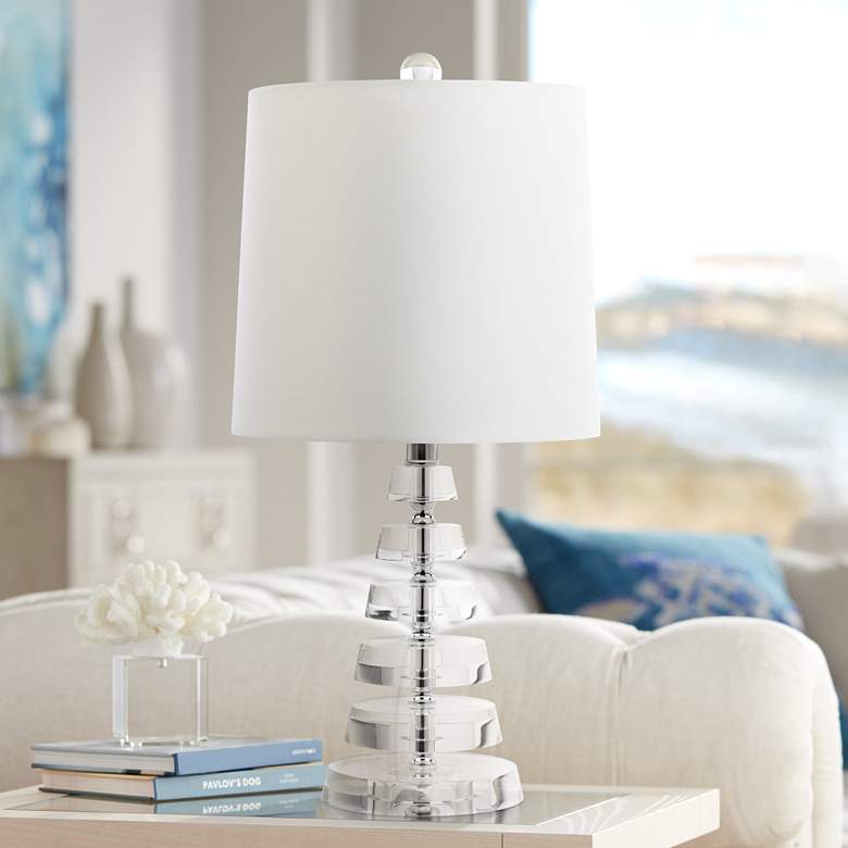 Image 1 Cunha 19 1/4 inchH Flat Stacked Crystal Discs Accent Table Lamp