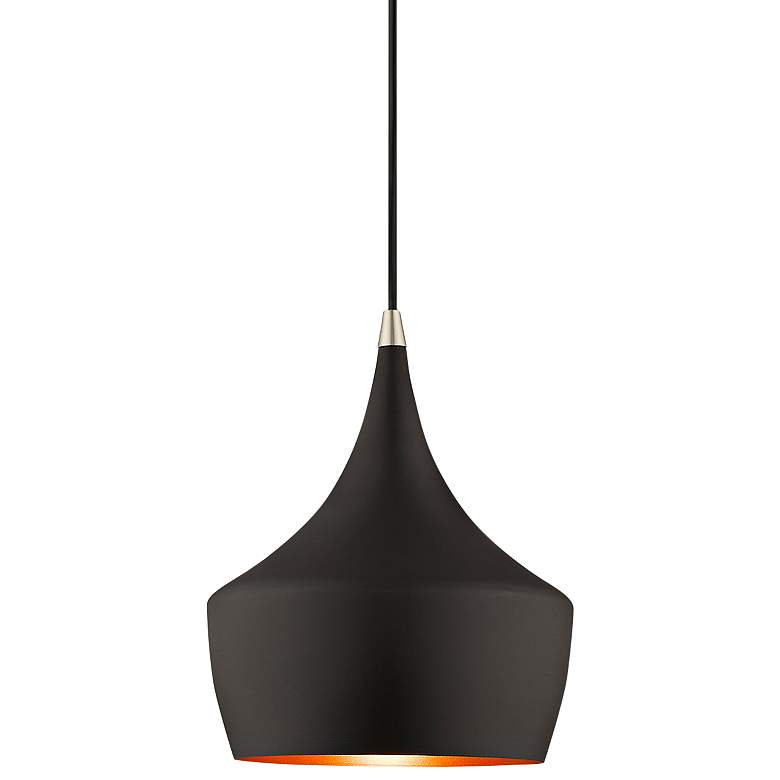 Image 2 Cunningham 9 1/2" Wide Black and Gold Mini Pendant