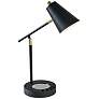 1_Cup Warming Black Desk Lamp with USB Port and AC Outlet