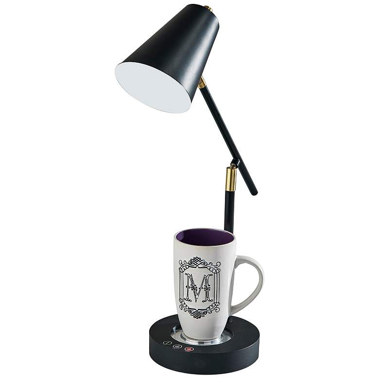 Image 2 Cup Warming Black Desk Lamp with USB Port and AC Outlet more views