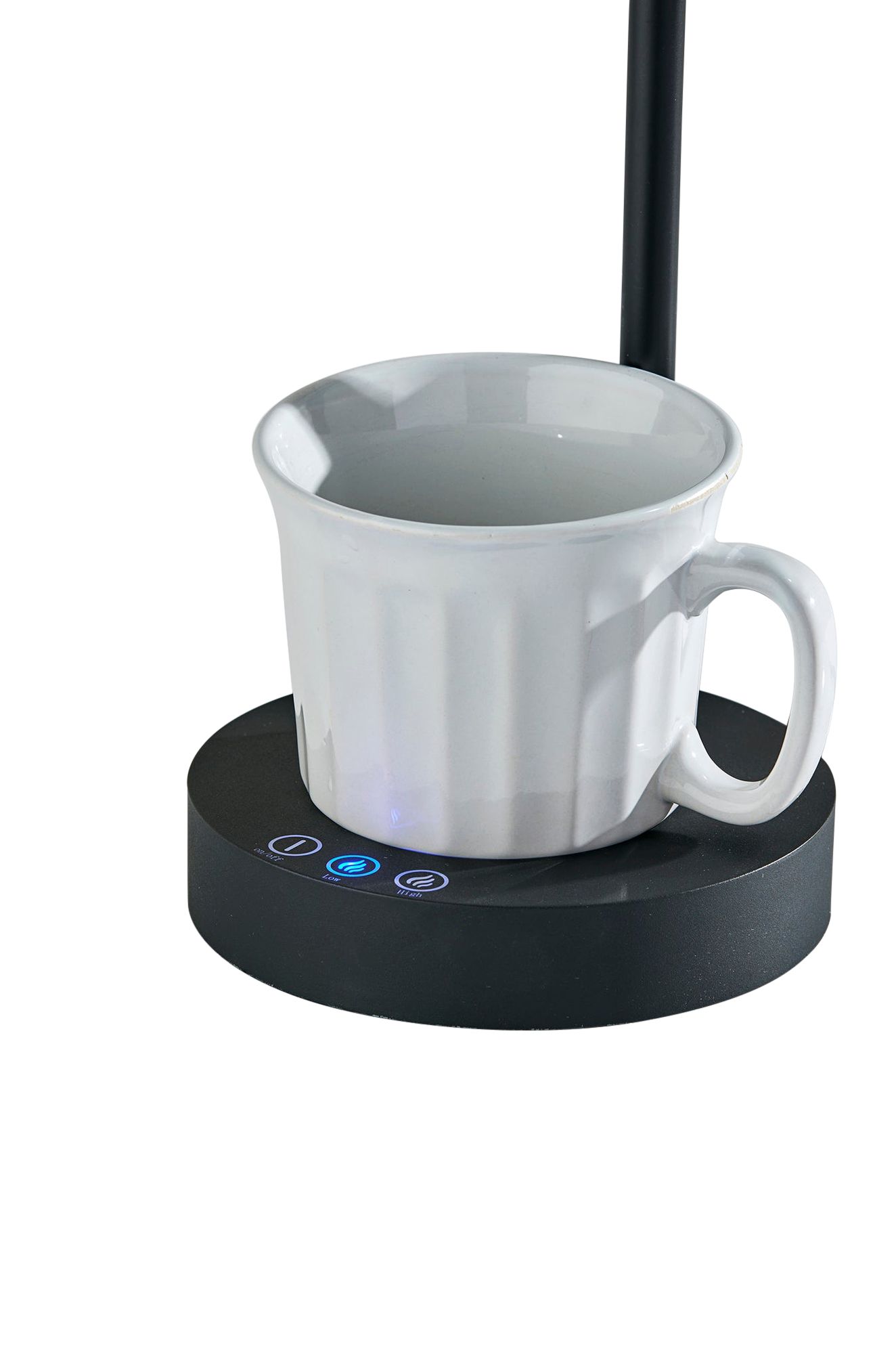 Cup Warming Black Desk Lamp with USB Port and AC Outlet