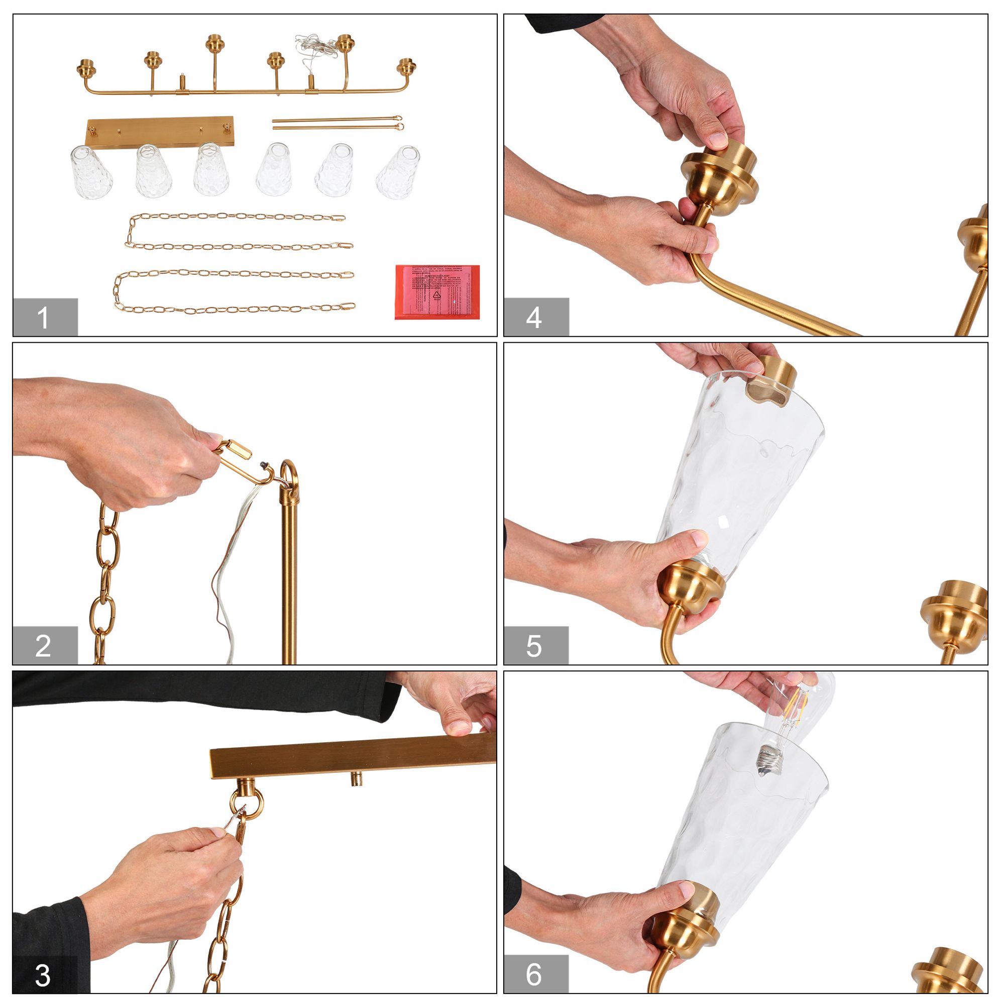 Image 7 Cuperaition 6-Light Glass Island Chandelier more views