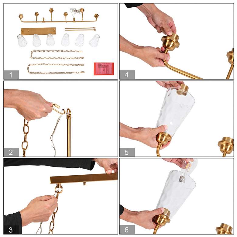 Image 7 Cuperaition 6-Light Glass Island Chandelier more views