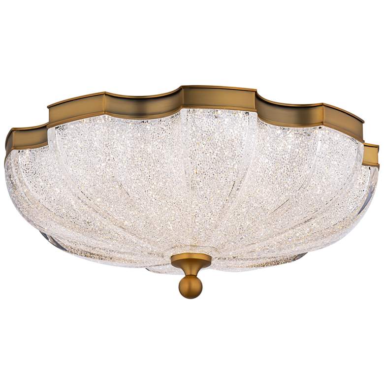 Image 2 Cupola 6.75"H x 16"W 1-Light Crystal Flush Mount in Aged Brass
