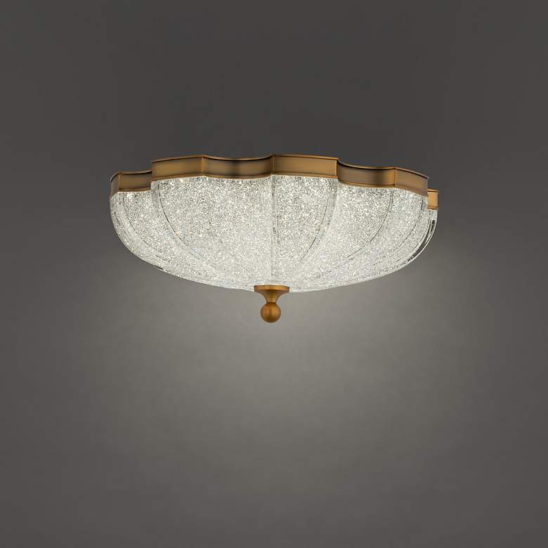 Image 1 Cupola 6.75"H x 16"W 1-Light Crystal Flush Mount in Aged Brass