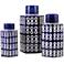 Cupola Dark Navy and White Ceramic Jar Set of 3