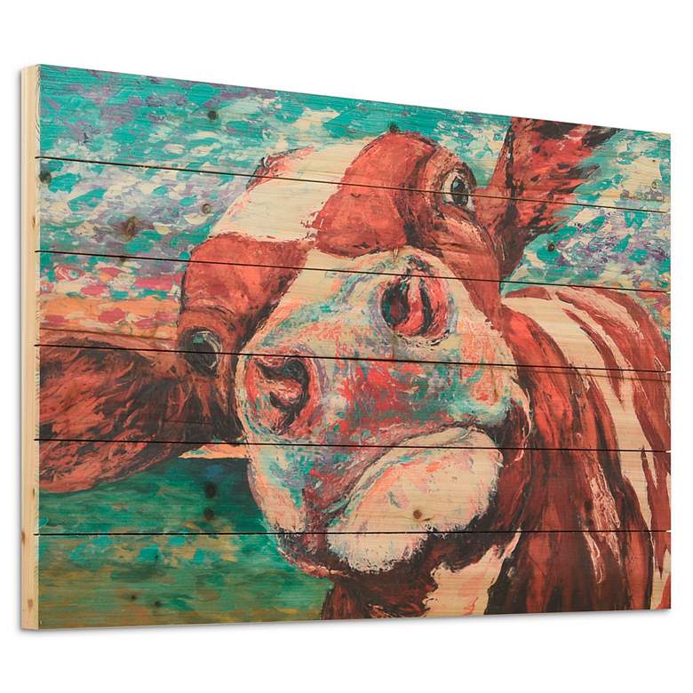 Image 1 Curious Cow 1 36" Wide Giclee Print Solid Wood Wall Art