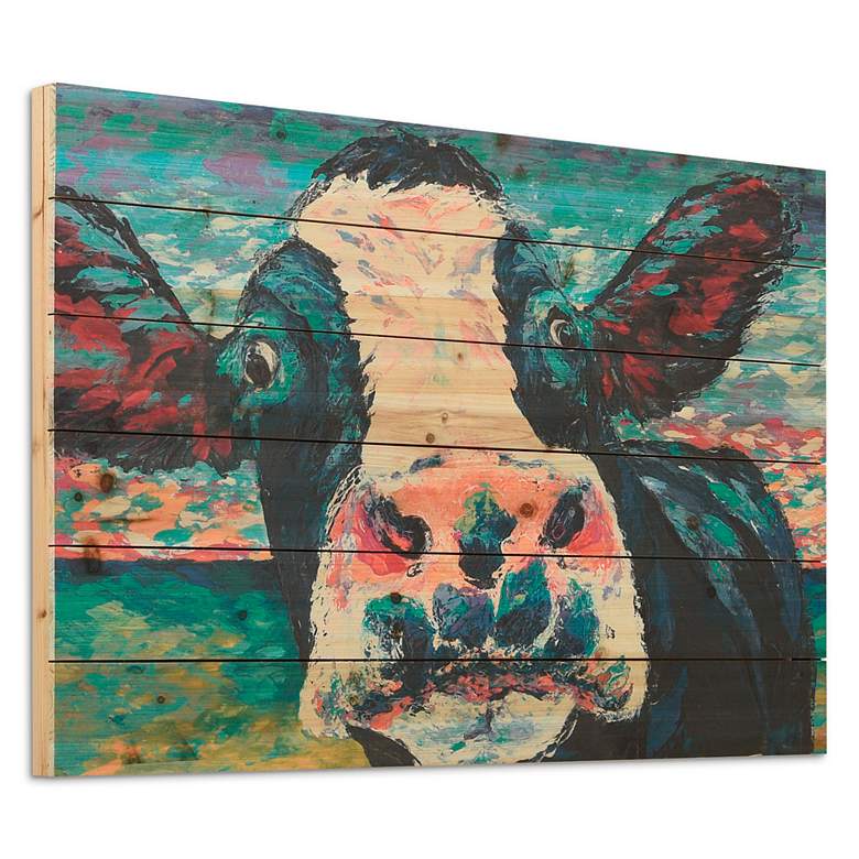 Image 4 Curious Cow 2 36" Wide Giclee Print Solid Wood Wall Art more views