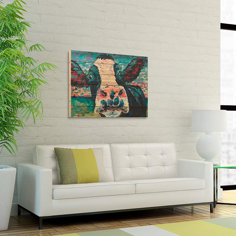 Image 5 Curious Cow 2 36" Wide Giclee Print Solid Wood Wall Art more views