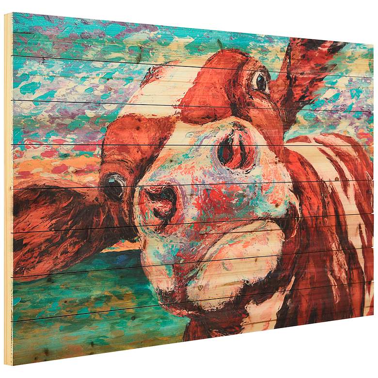Image 4 Curious Cow 3 45" Wide Giclee Print Solid Wood Wall Art more views