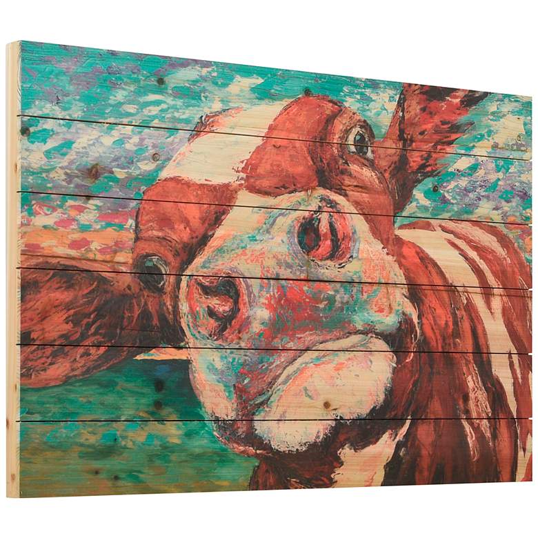 Image 4 Curiuos Cow 1 and 2 36" Wide 2-Piece Print Wood Wall Art Set more views