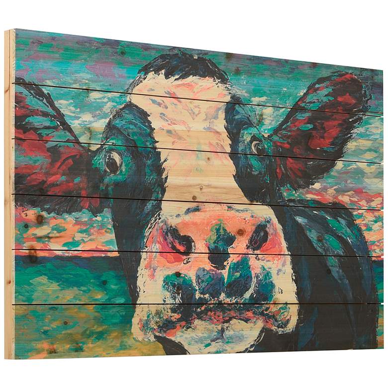 Image 5 Curiuos Cow 1 and 2 36" Wide 2-Piece Print Wood Wall Art Set more views