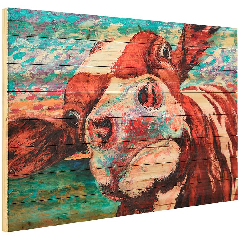 Image 4 Curiuos Cow 3 and 4 45" Wide 2-Piece Print Wood Wall Art Set more views