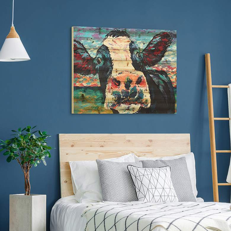 Image 7 Curiuos Cow 3 and 4 45" Wide 2-Piece Print Wood Wall Art Set more views