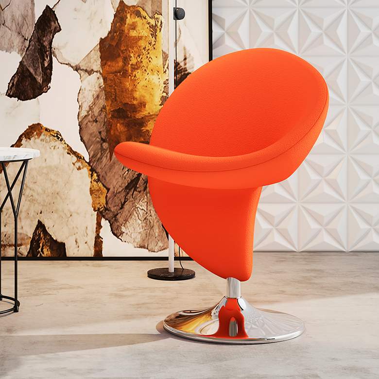 Image 1 Curl Orange Fabric Swivel Accent Chair