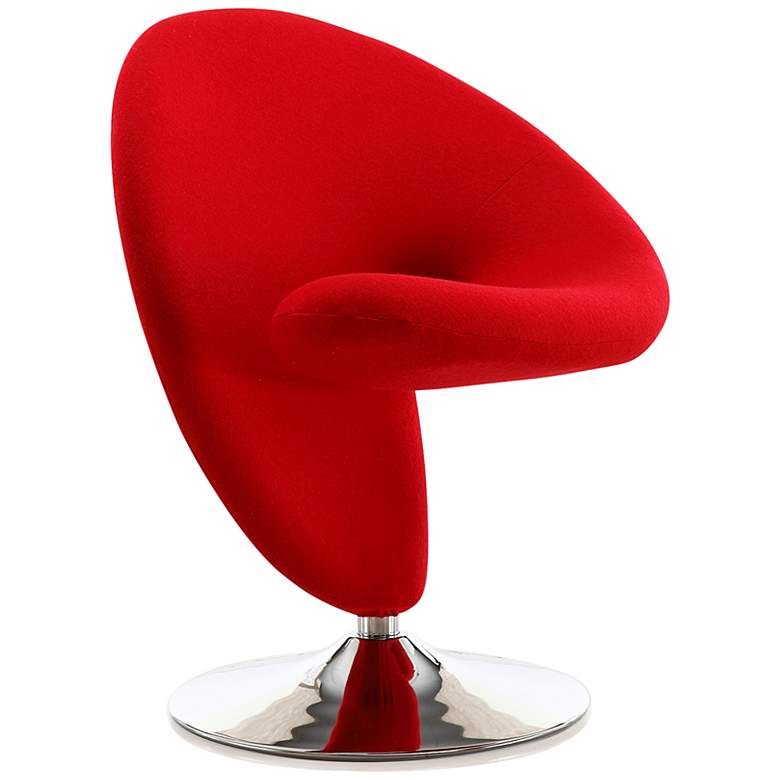 Image 2 Curl Red Fabric Swivel Accent Chair