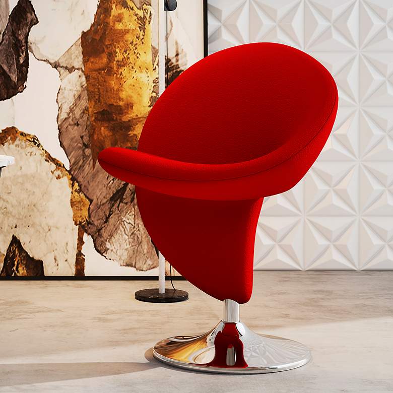 Image 1 Curl Red Fabric Swivel Accent Chair