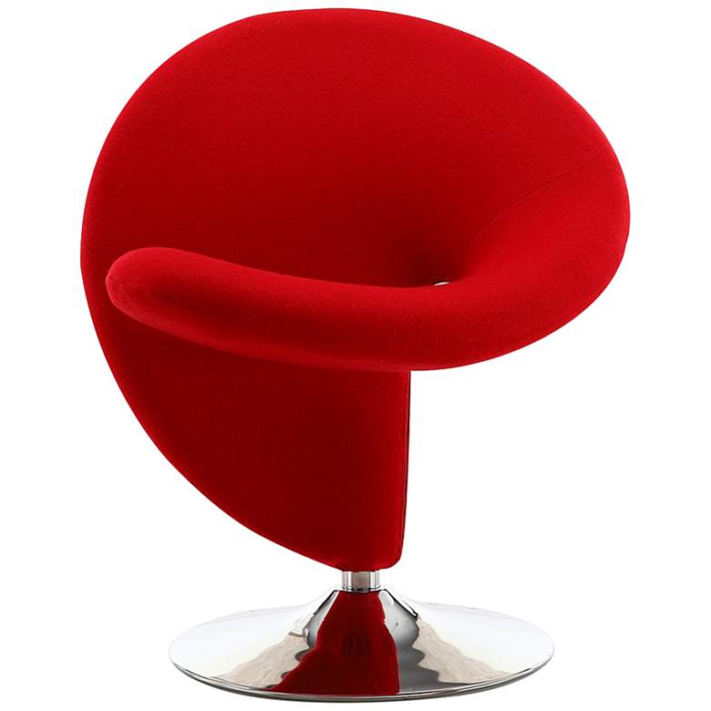 Image 4 Curl Red Fabric Swivel Accent Chair more views