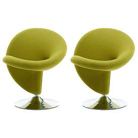 Image1 of Curl Swivel Accent Chair in Green and Polished Chrome (Set of 2)