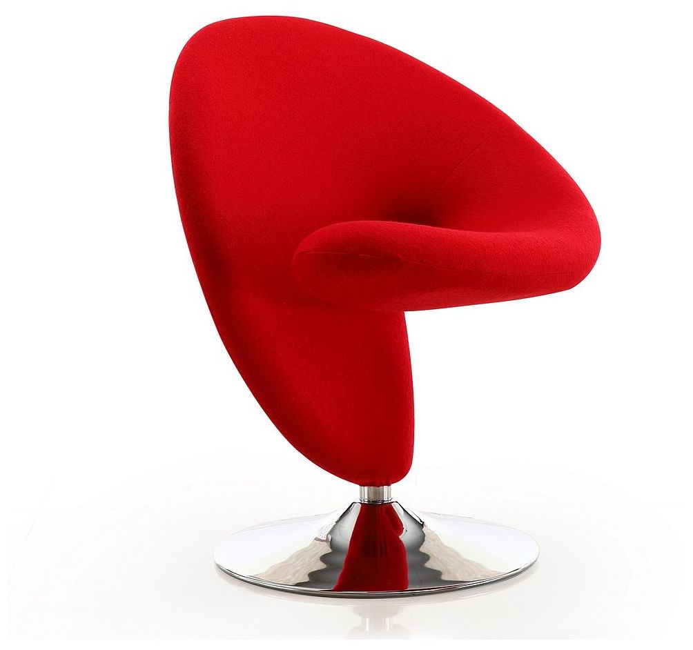 Image 4 Curl Swivel Accent Chair in Red and Polished Chrome (Set of 2) more views