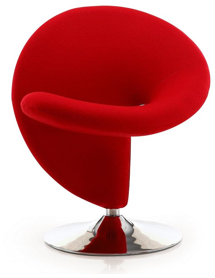 Image 5 Curl Swivel Accent Chair in Red and Polished Chrome (Set of 2) more views