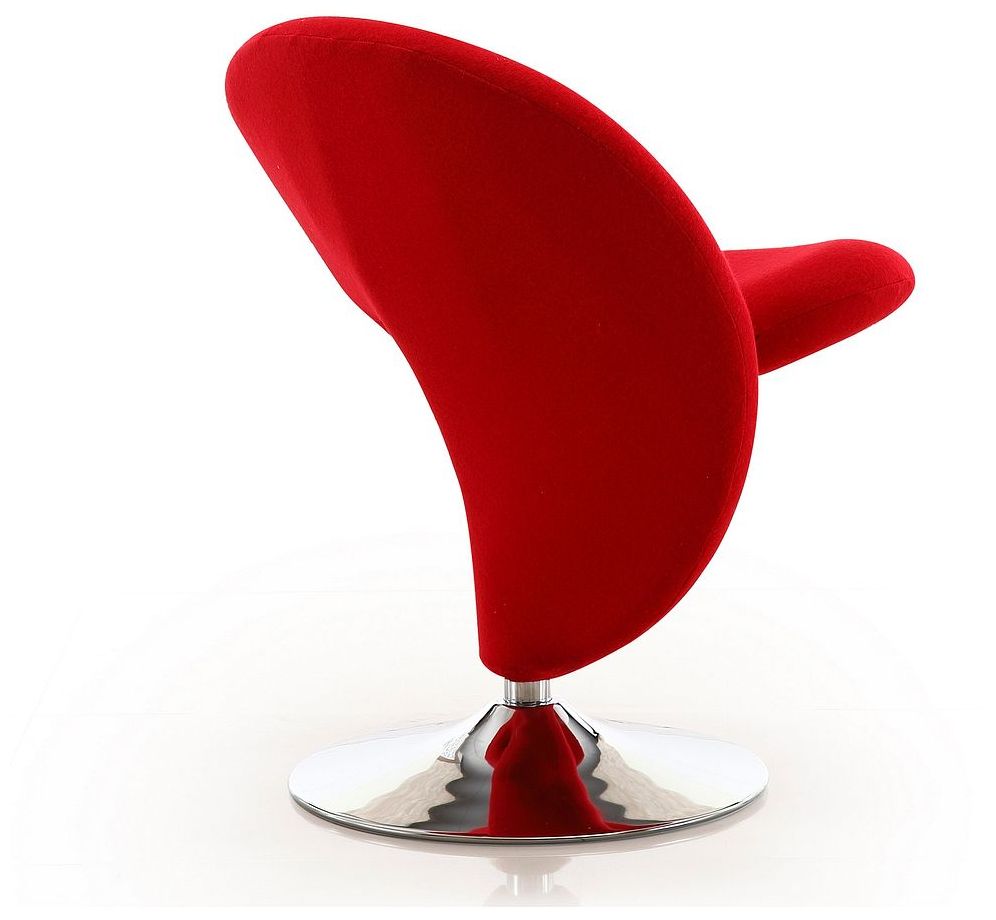 Image 6 Curl Swivel Accent Chair in Red and Polished Chrome (Set of 2) more views
