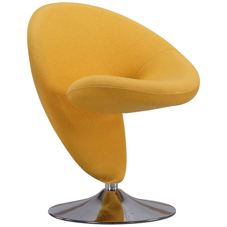 Image 2 Curl Yellow Fabric Swivel Accent Chair