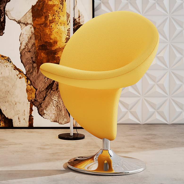Image 1 Curl Yellow Fabric Swivel Accent Chair