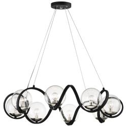 Curlicue 35&quot; Wide Black and Polished Nickel 8-Light Modern Pendant