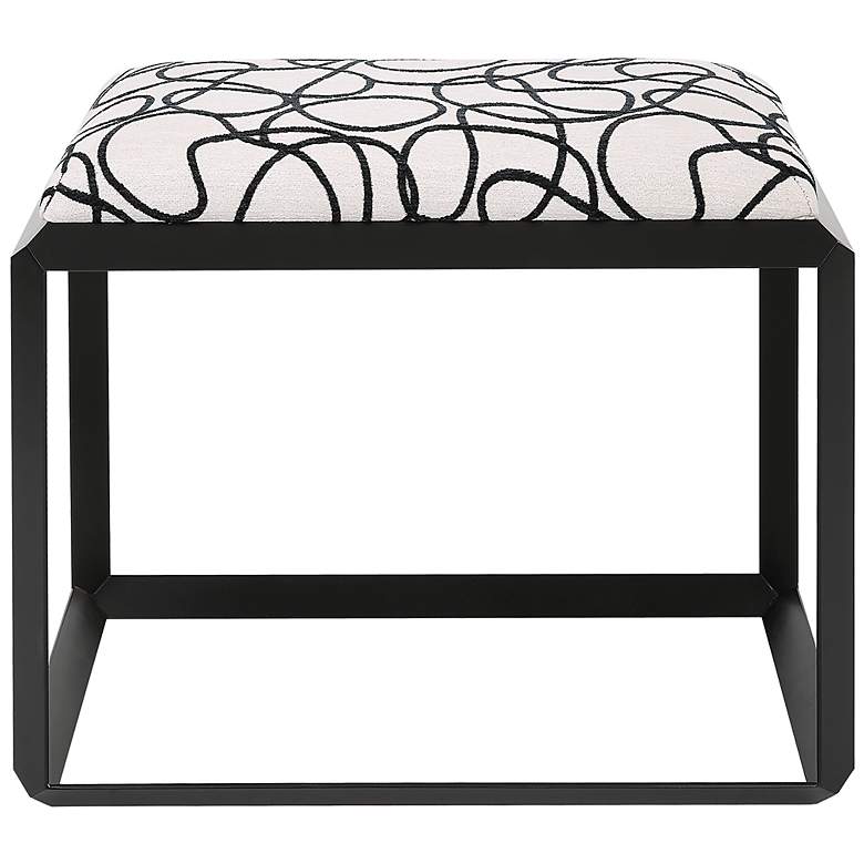 Image 2 Curls 24" Wide Light Stone Gray Fabric Rectangular Bench