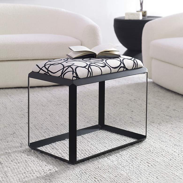Image 1 Curls 24" Wide Light Stone Gray Fabric Rectangular Bench