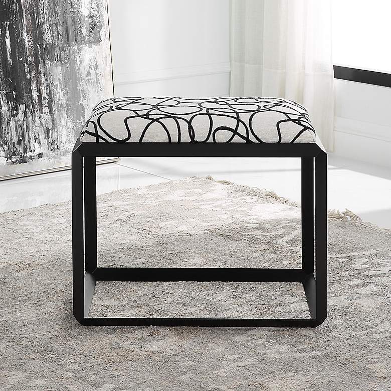 Image 4 Curls 24" Wide Light Stone Gray Fabric Rectangular Bench more views