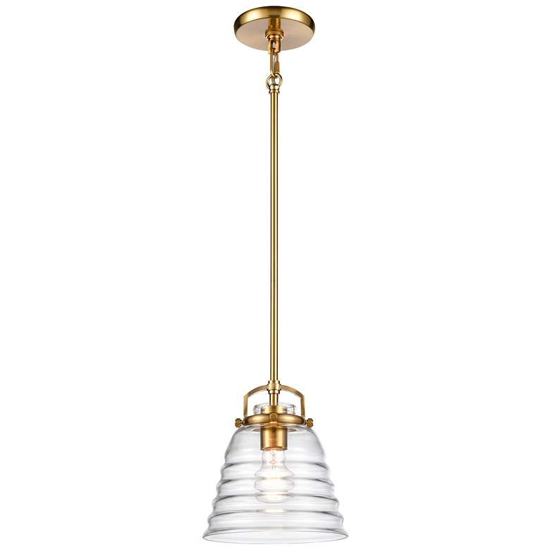 Image 1 Current 8" Wide 1-Light Pendant - Satin Brass