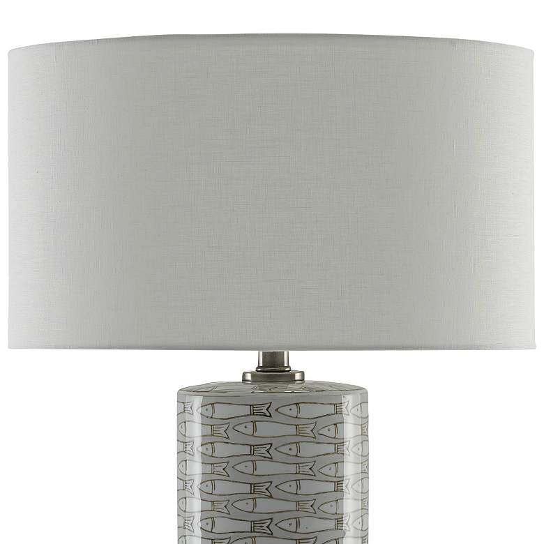 Image 3 Currey & Compan Fisch 25 1/4" Fish Pattern Gray Porcelain Lamp more views