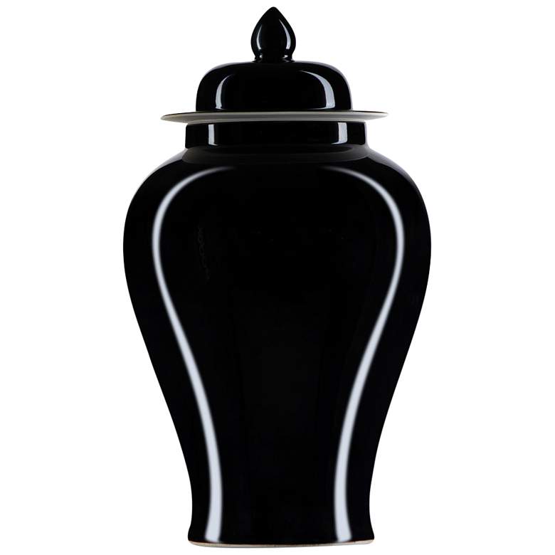 Image 1 Currey & Company 10.25" Porcelain Imperial Black Medium Temple Jar