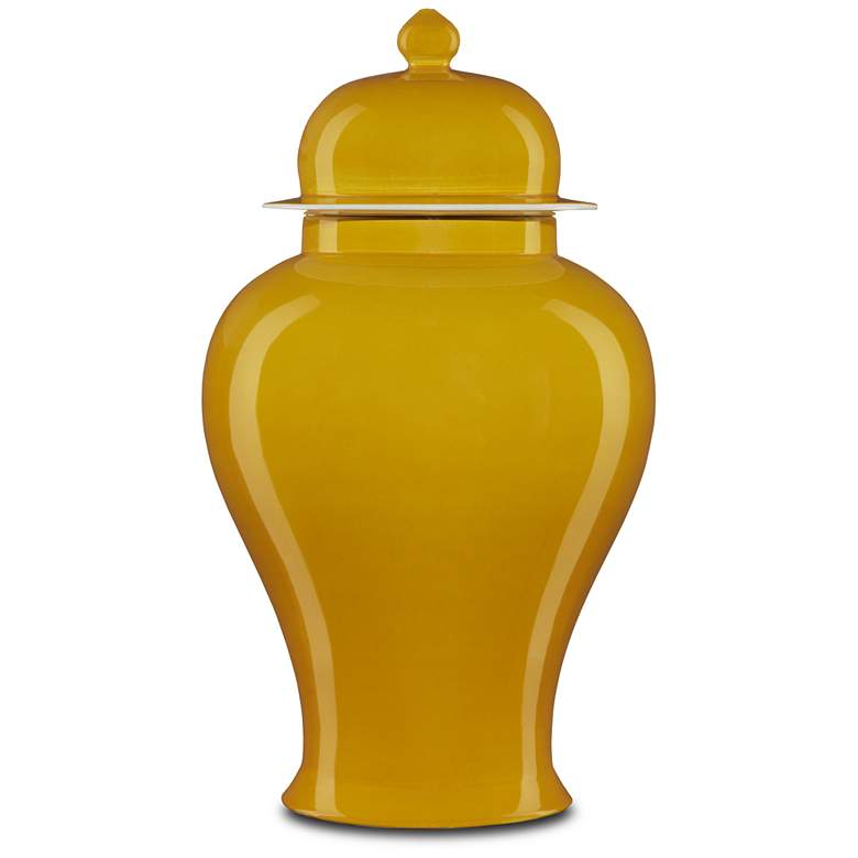 Image 1 Currey & Company 10.25" Porcelain Imperial Yellow Temple Jar