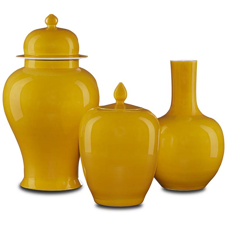 Image 2 Currey & Company 10.25" Porcelain Imperial Yellow Temple Jar more views