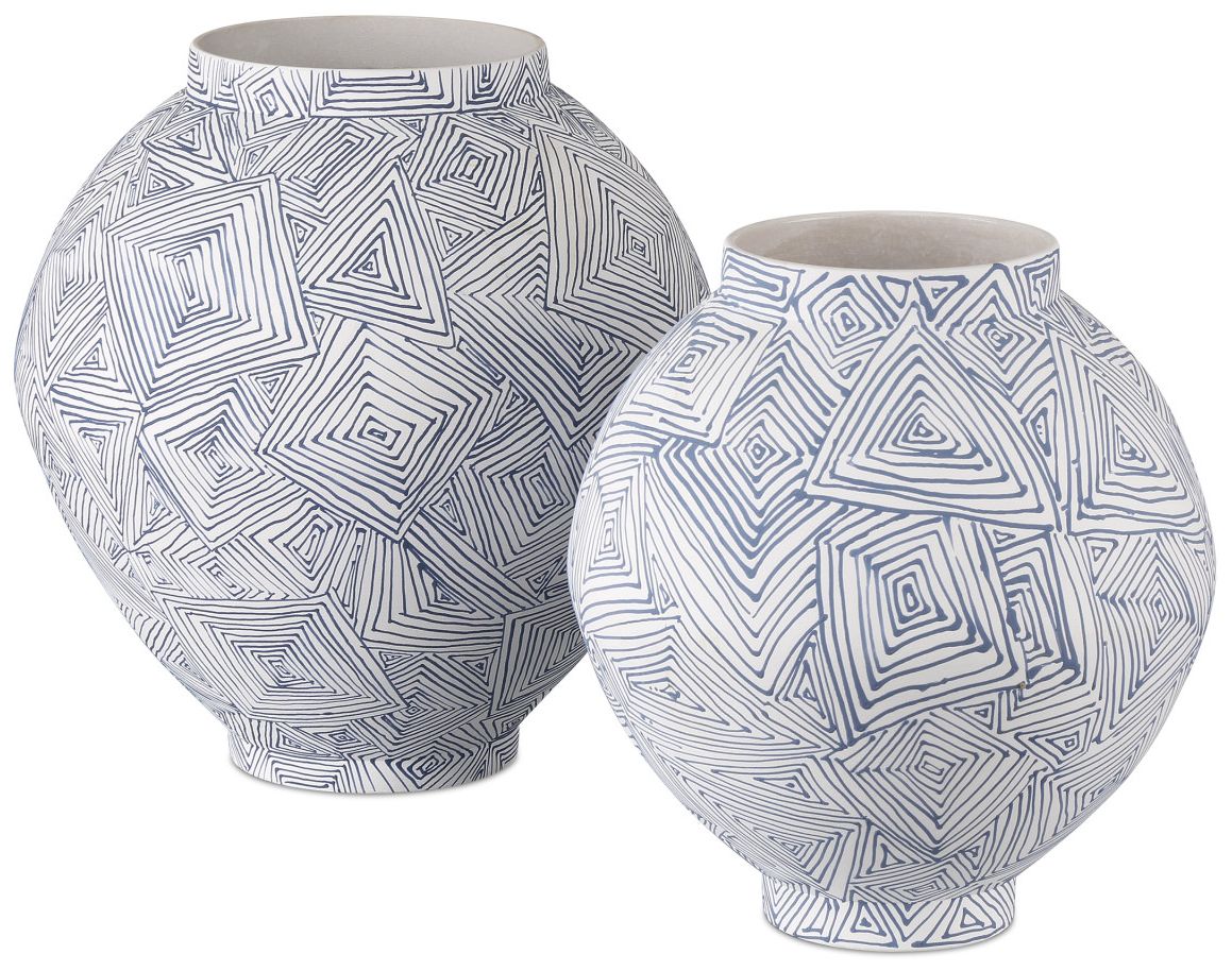 Image 4 Currey & Company 10.5" Blue Zag Medium Vase more views