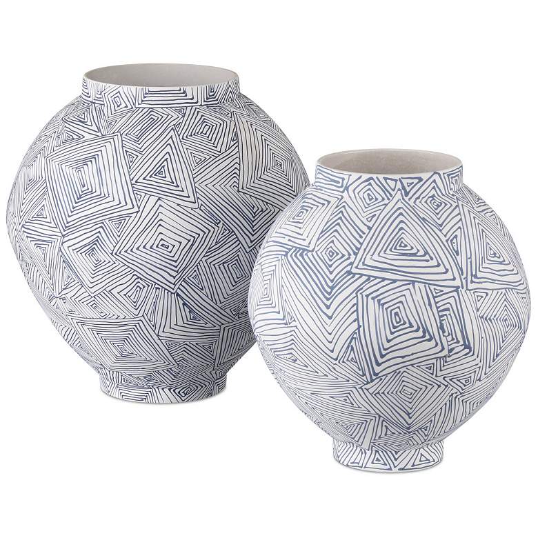 Image 4 Currey & Company 10.5" Blue Zag Medium Vase more views