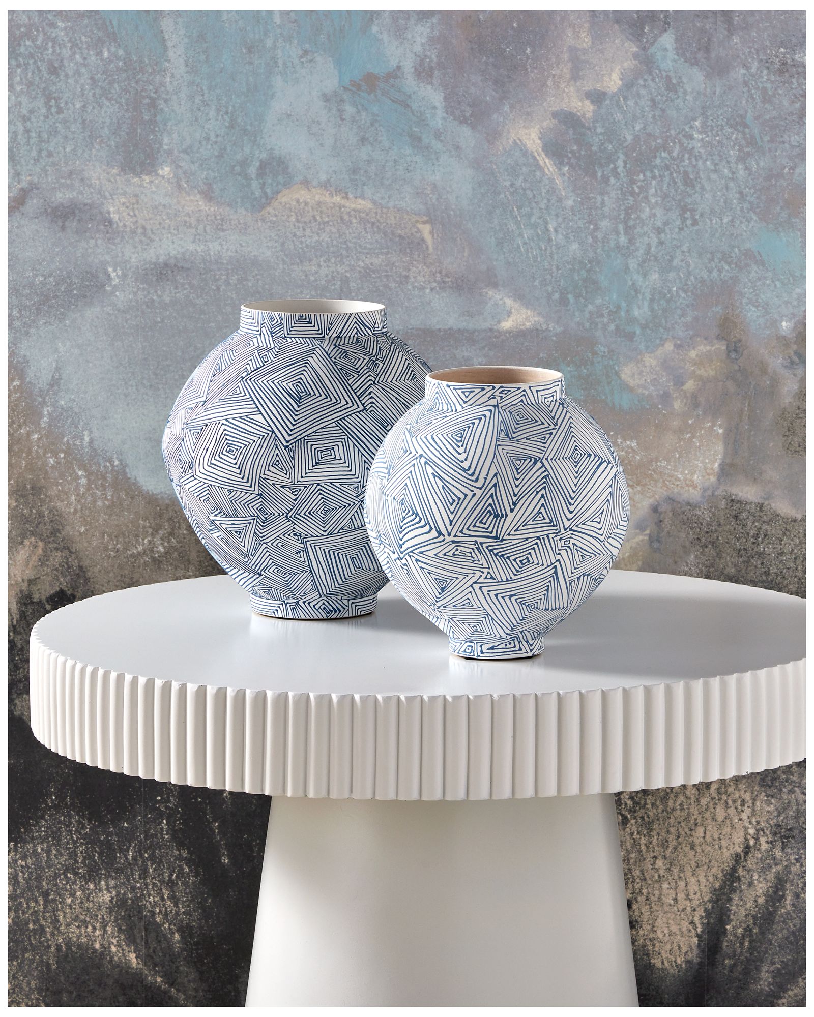 Image 5 Currey & Company 10.5" Blue Zag Medium Vase more views