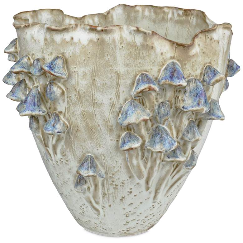 Image 1 Currey & Company 10" Black Forest Mushrooms Ivory Vase