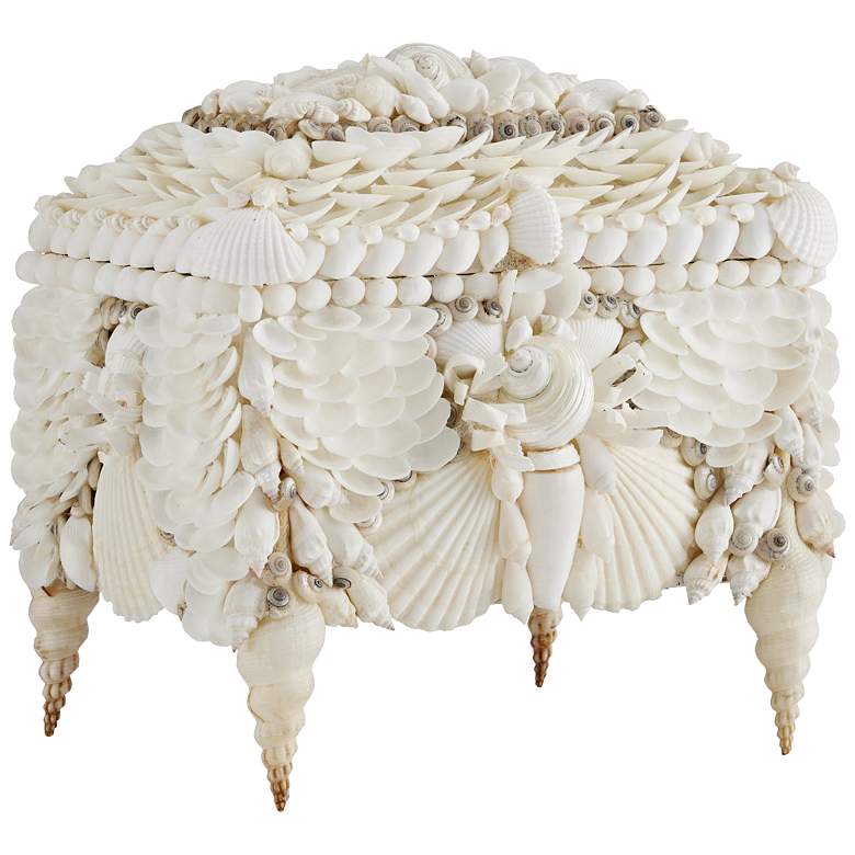 Image 2 Currey & Company 10" Boardwalk White Shell Jewelry Box