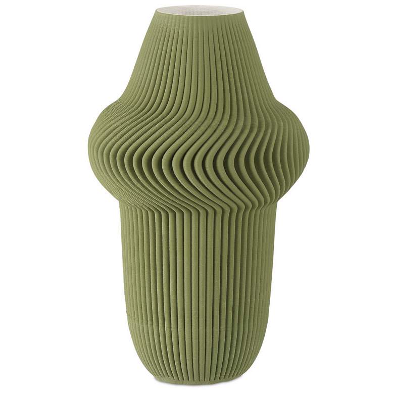 Image 1 Currey & Company 10" Green Plisse Vase