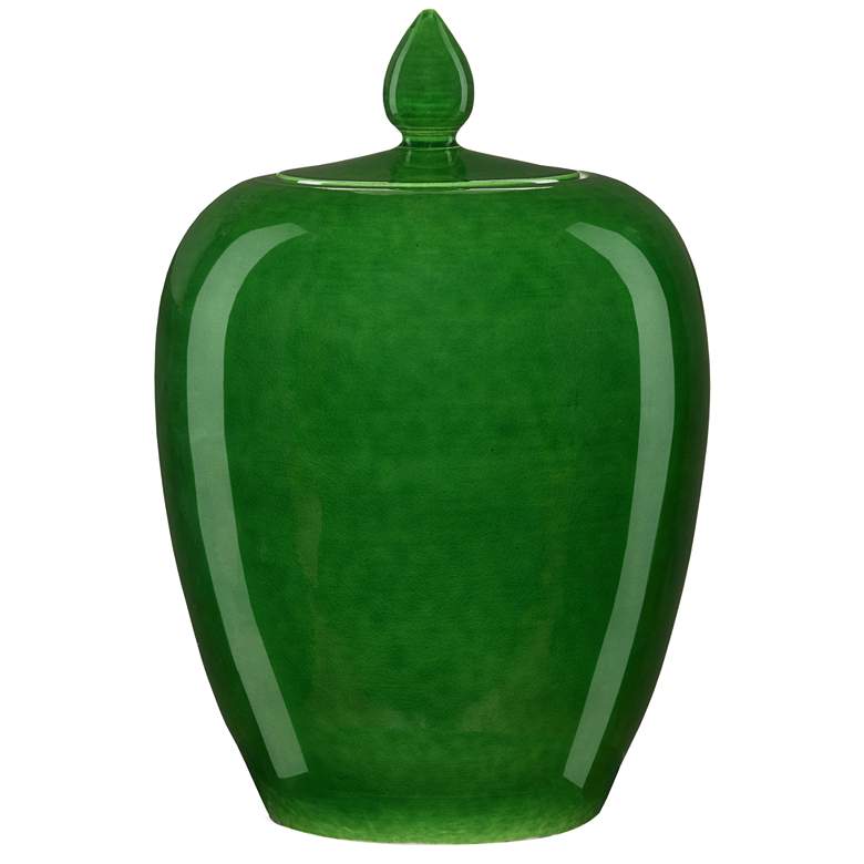 Image 1 Currey & Company 11.5" Porcelain Imperial Green Ginger Jar
