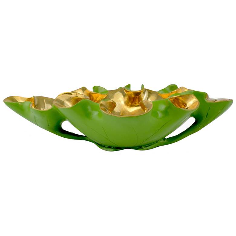 Image 1 Currey & Company 11" Wrapped Lotus Leaf Green Bowl