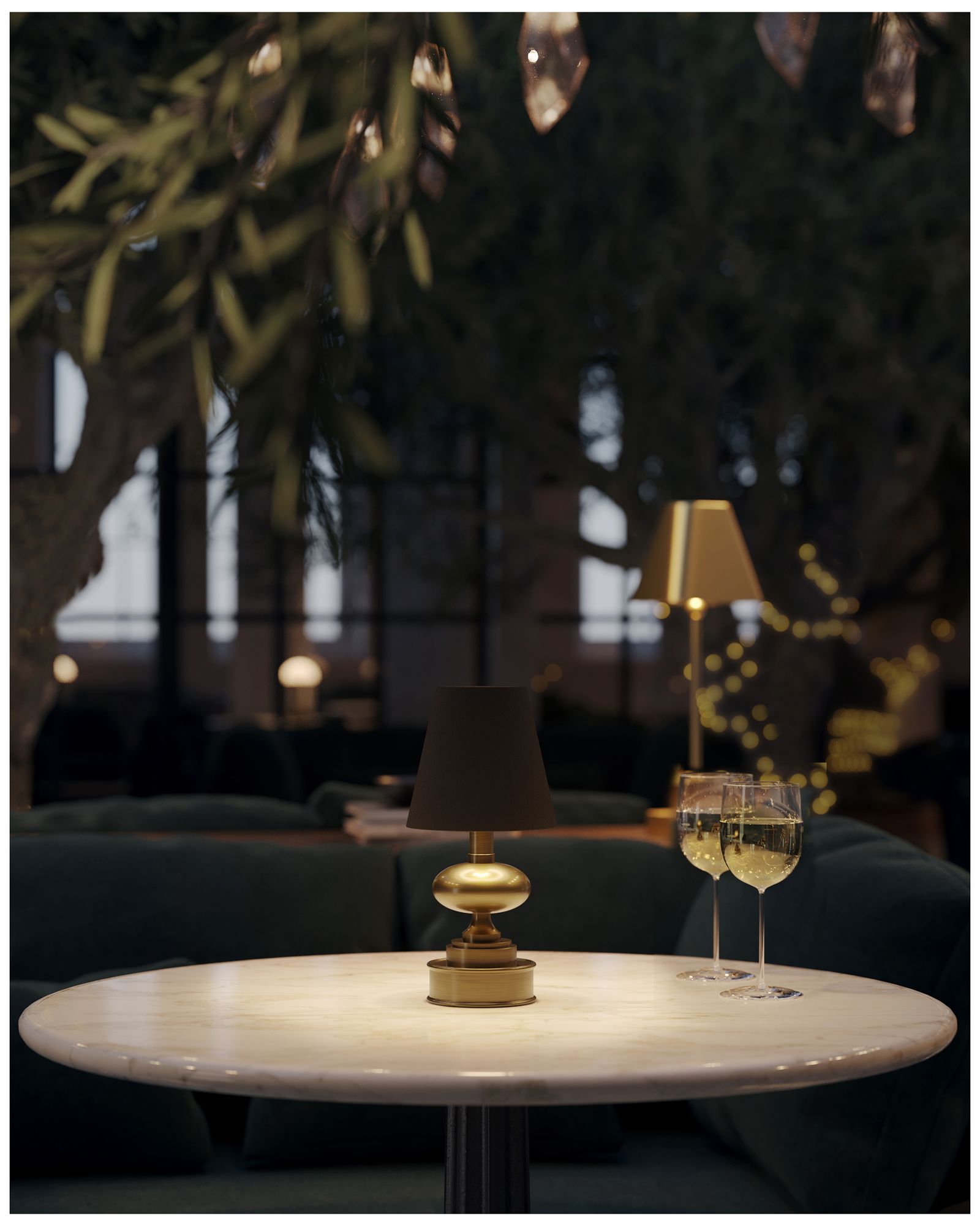 Currey &amp; Company 12.0" Galavant Brass Cordless Rechargeable Table 