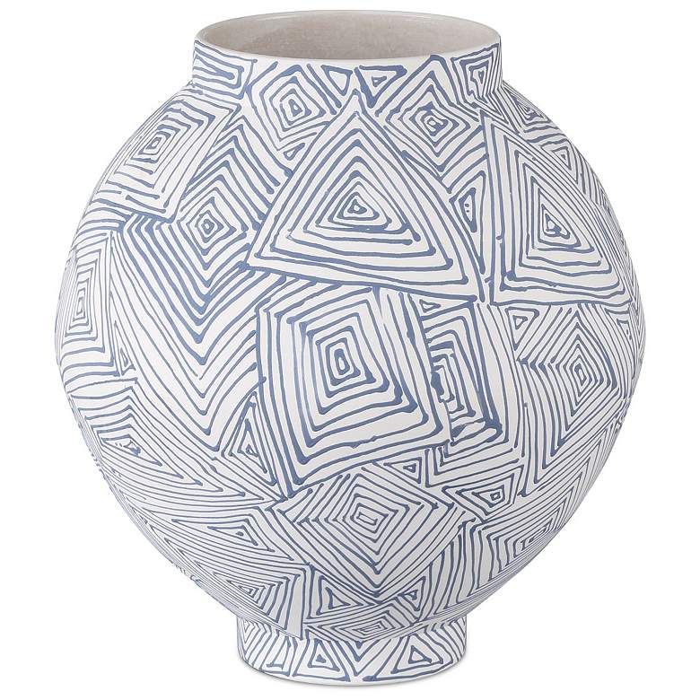 Image 1 Currey & Company 12" Blue Zag Vase