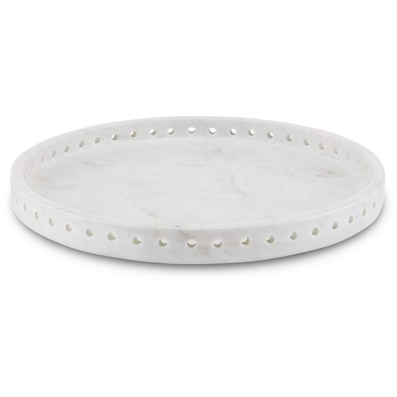 Image 1 Currey & Company 12" Freya Large White Marble Tray
