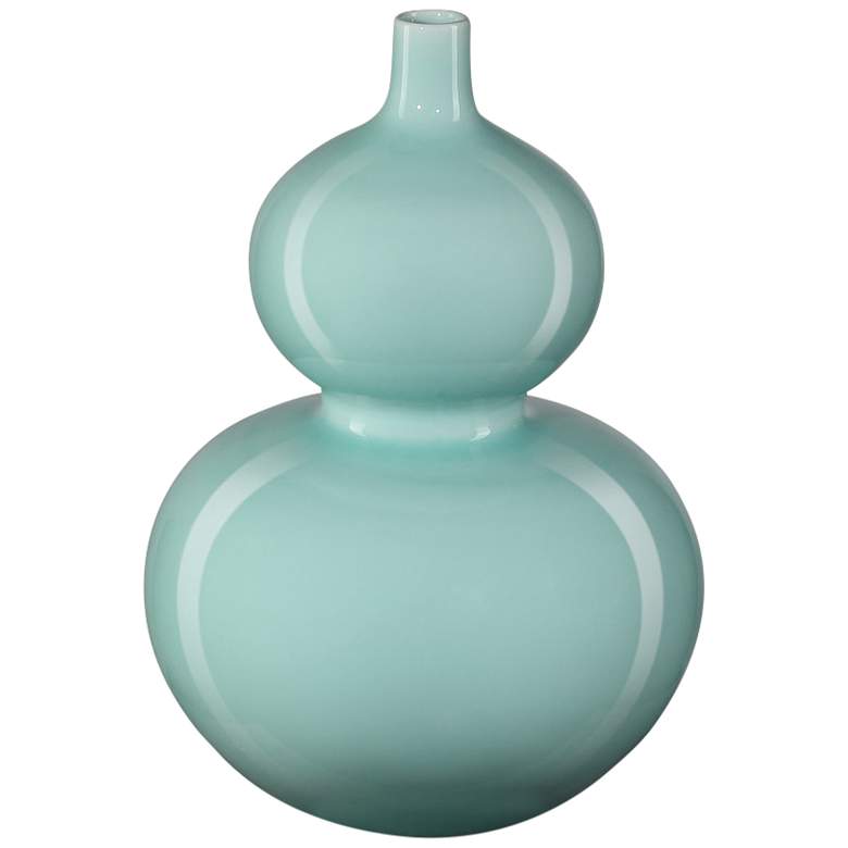 Image 1 Currey & Company 12" Porcelain Celadon Double Gourd Green Vase