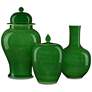 Thumbnail2 of Currey & Company 13.5" Porcelain Imperial Green Long Neck Vase more views